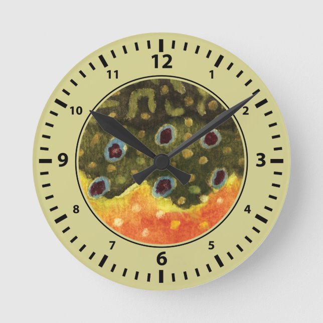 Cool Brook Trout Fishing Runde Wanduhr (Vorderseite)