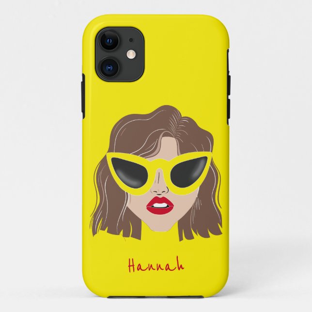 Cool Brünett mit Glassgelben Individuelle Name Case-Mate iPhone Hülle (Rückseite)