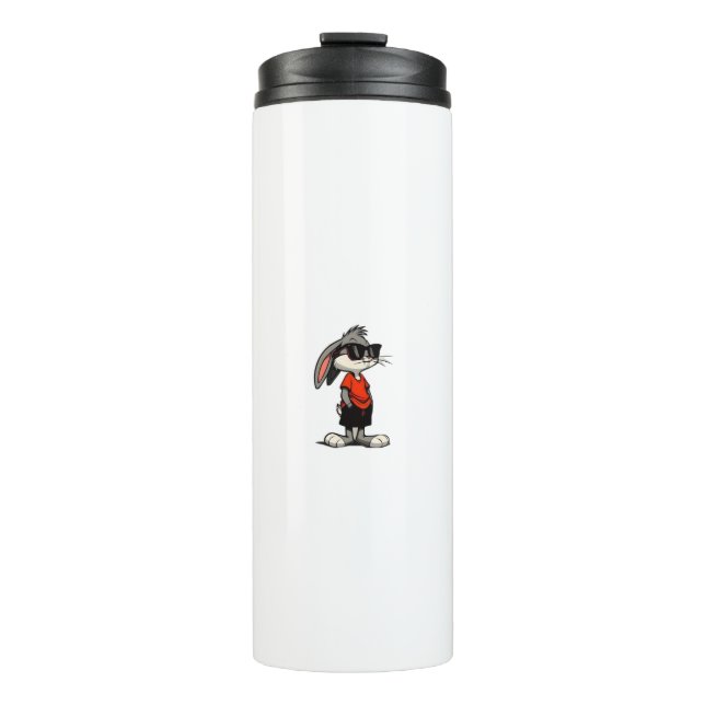 Cool Bunny in Shades Cartoon Illustration Thermosbecher (Vorderseite)