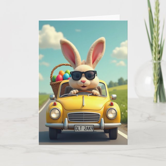 Cool Bunny Spring Ride Karte (Vorderseite)