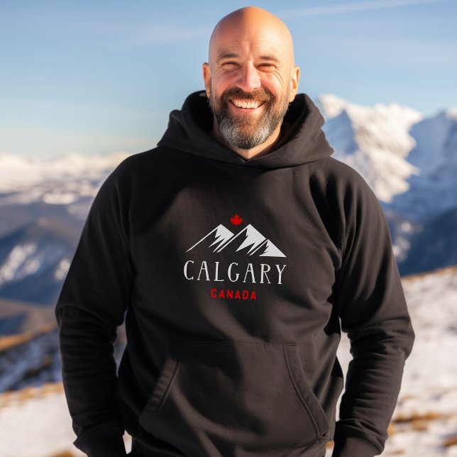 Cool Calgary Canada Mountains Maple Leaf Dark Hoodie (Von Creator hochgeladen)