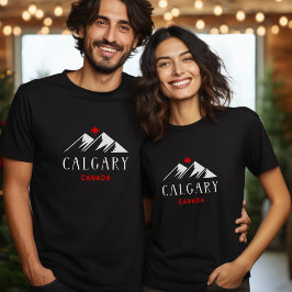 Cool Calgary Canada Mountains Maple Leaf Dark T-Shirt