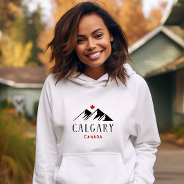 Cool Calgary Canada Mountains Maple Leaf Hoodie
