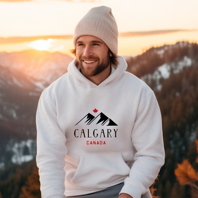 Cool Calgary Canada Mountains Maple Leaf Hoodie (Von Creator hochgeladen)