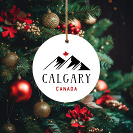 Cool Calgary Canada Mountains Maple Leaf Keramik Ornament