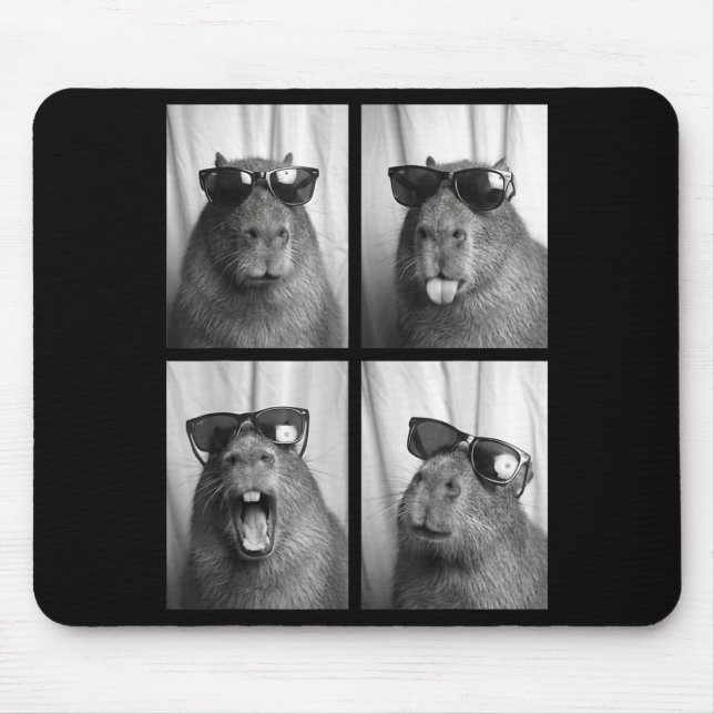 Cool Capybara With Sungles Photobooth Funny Rodent Mousepad (Vorne)