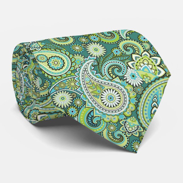 cool carrelé vert paisley motif cravate (Roulé)