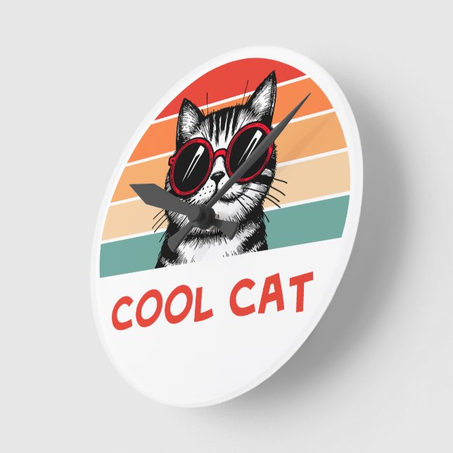 Cool cat 2 runde wanduhr (Winkel)