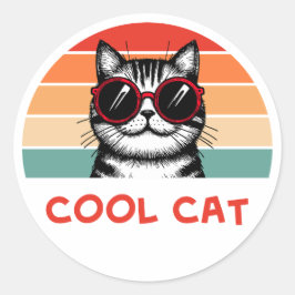 Cool cat 2 runder aufkleber