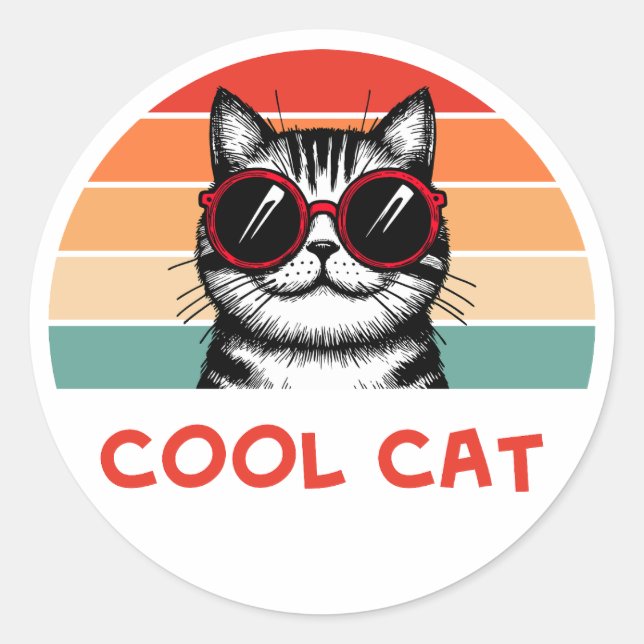 Cool cat 2 runder aufkleber (Vorderseite)