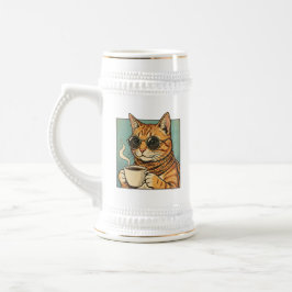 Cool Cat Coffee Retro Style Design for Cat Lovers Bierglas