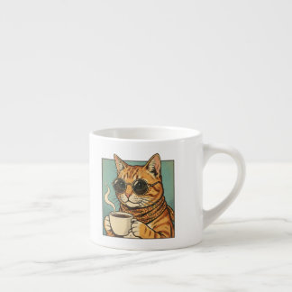 Cool Cat Coffee Retro Style Design for Cat Lovers Espressotasse