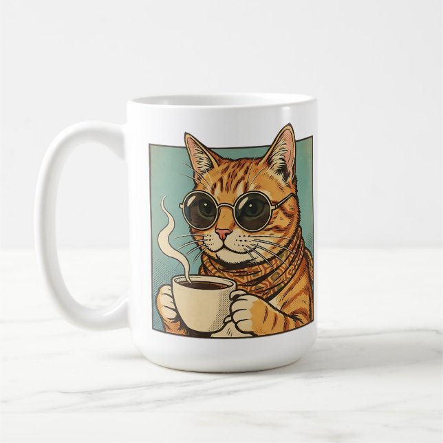 Cool Cat Coffee Retro Style Design for Cat Lovers Kaffeetasse (Links)