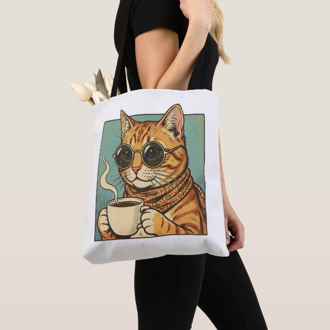 Cool Cat Coffee Retro Style Design for Cat Lovers Tasche (Von Nahem)