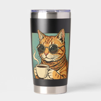 Cool Cat Coffee Retro Style Design for Cat Lovers Thermobecher