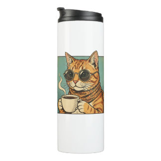 Cool Cat Coffee Retro Style Design for Cat Lovers Thermosbecher