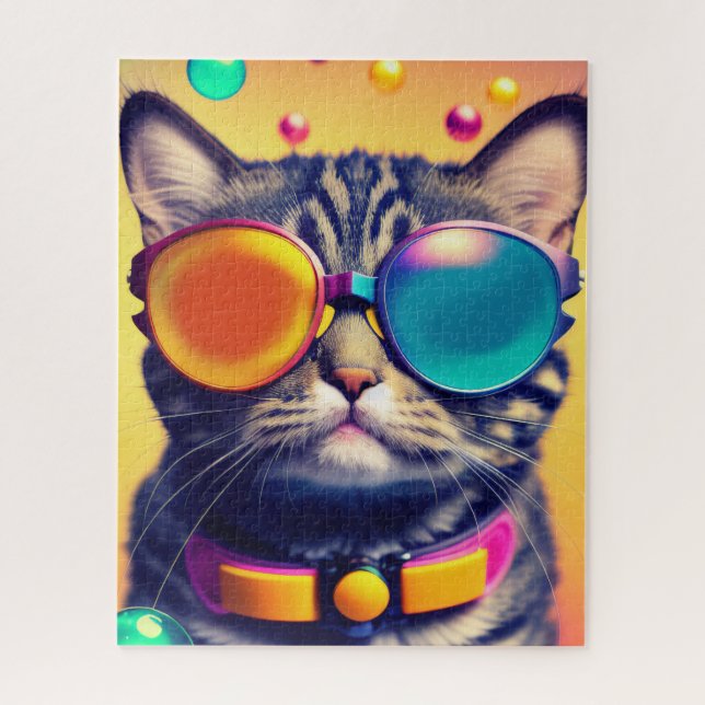Cool Cat Funky Shades Psychedelic Dream World (Vertikal)