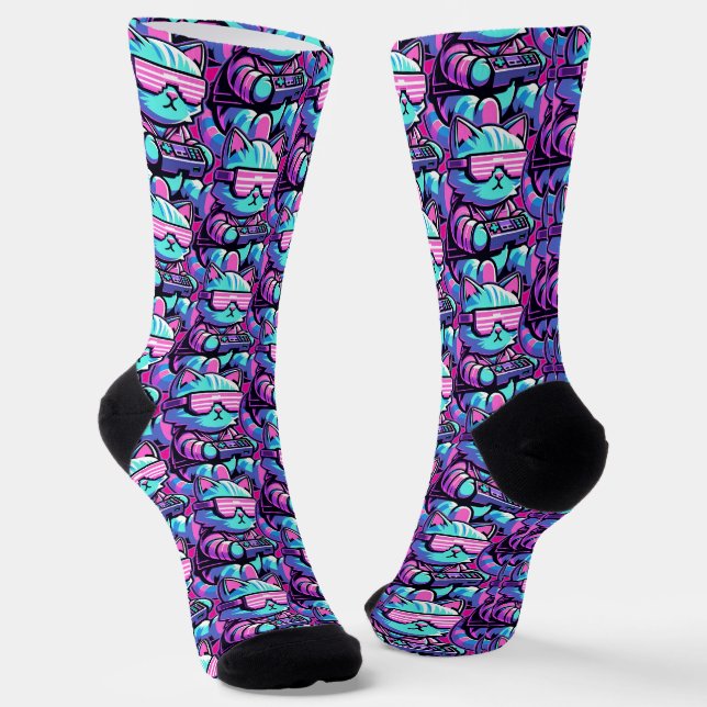 Cool Cat Gamer Socken (Gewinkelt)