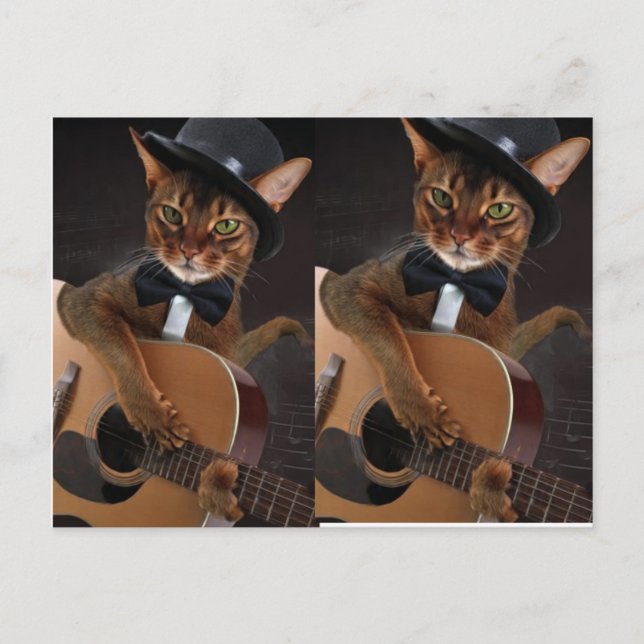 Cool Cat Guitarist  Postkarte (Vorderseite)