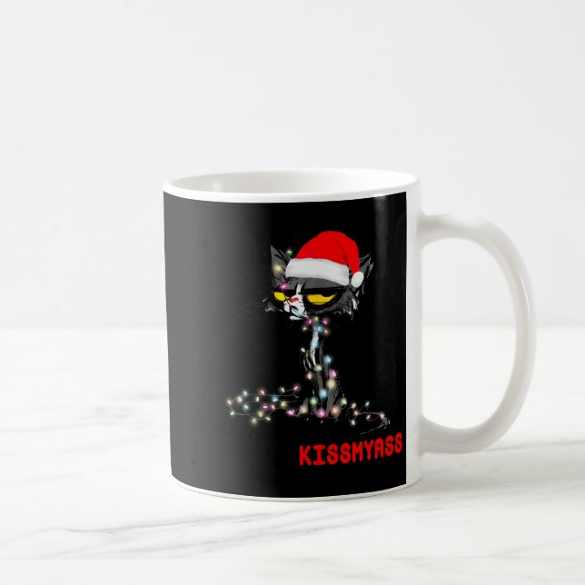 Cool Cat Hat Merry Kiss My Christmas  Kaffeetasse (Rechts)