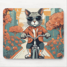 Cool Cat Modern Art Mouse Pad