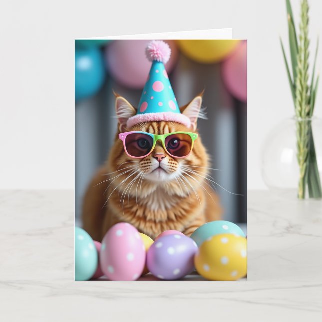 Cool Cat Party Time Karte (Vorderseite)