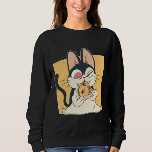 Cool Cat Pizza Lover Design Sweatshirt