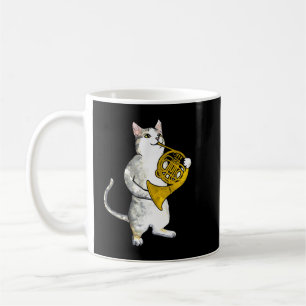 Cool Cat Playing French Horn Musician Orchestra Mu Kaffeetasse