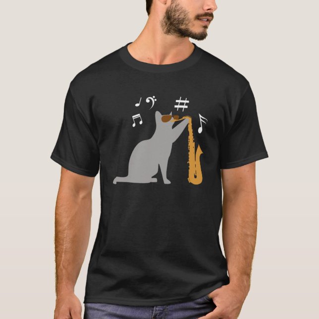 Cool cat plays a saxophone  saxophone T-Shirt (Vorderseite)