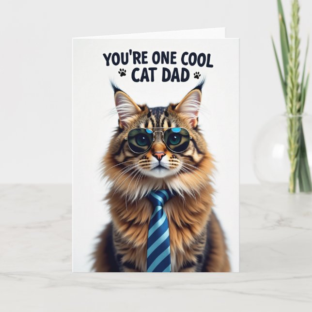 Cool Cat Vatertag Portrait Karte (Vorderseite)