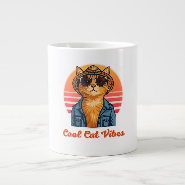 Cool Cat Vibes 🌴 😎 Jumbo-Tasse (Vorderseite)