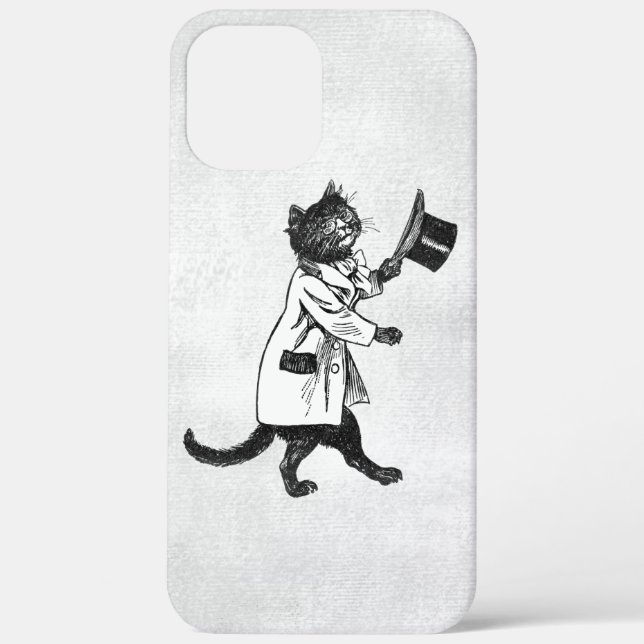 Cool Cat Vintage Schwarz-weiß Grunge iPhone Case (Rückseite)