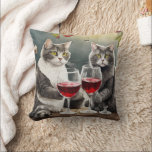 Cool Cats Are Drinking Wine Pillow! Kissen<br><div class="desc">Cool Cats Are Drinking Wine Pillow!
By MammaBASIL.</div>