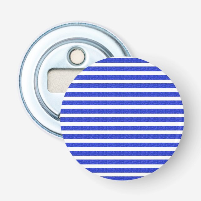 Cool Chic Blue Geometric Stripes Flaschenöffner (Vorderseite)