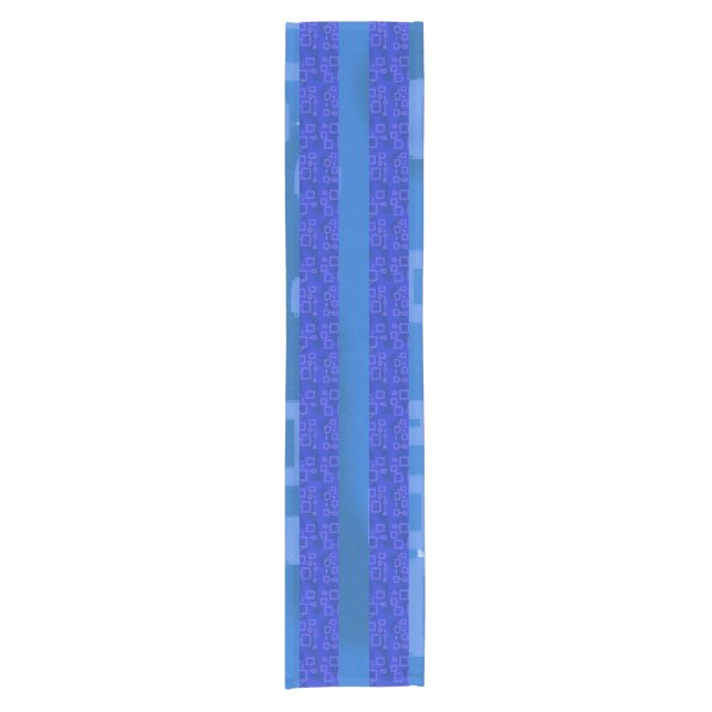 Cool Chic Blue Geometric Stripes Table Runner Kurzer Tischläufer (Vorderseite)