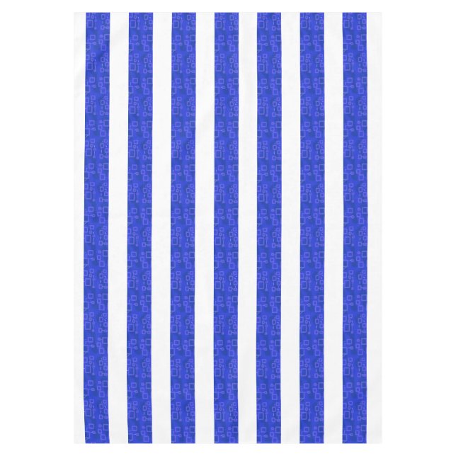 Cool Chic Blue Geometric Stripes Tablecloth Tischdecke (Vorderseite)
