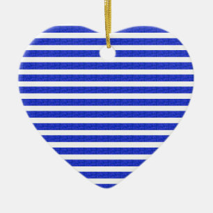 Cool Chic Blue Gold Geometric Stripes Ornament