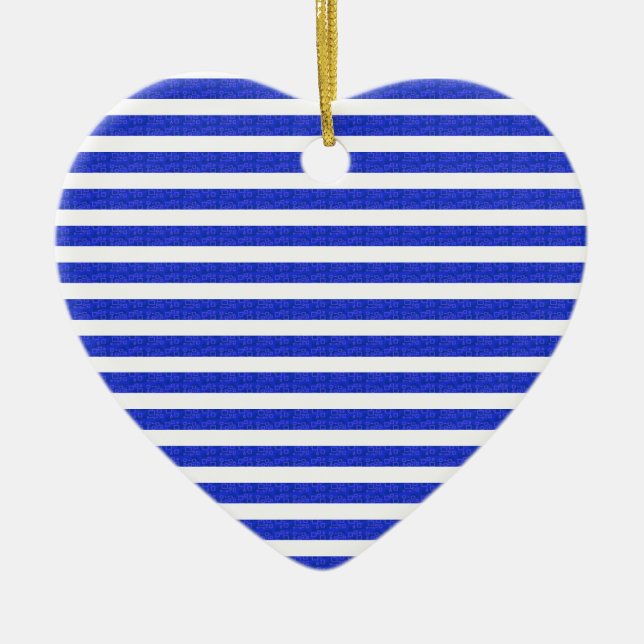 Cool Chic Blue Gold Geometric Stripes Ornament (Vorne)
