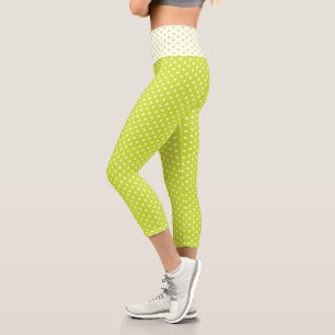 Cool Chic Fashion Green Small Polka Dots Muster Capri Leggings