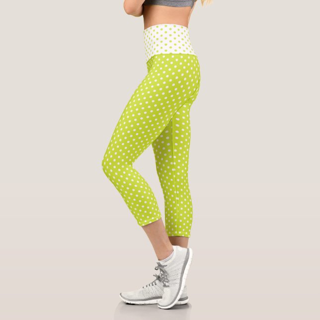 Cool Chic Fashion Green Small Polka Dots Muster Capri Leggings (Links)