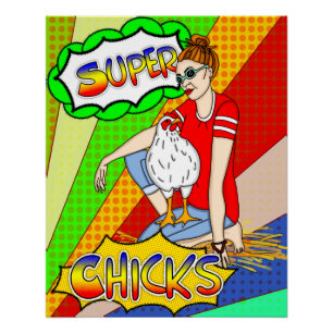 Cool Chicks Poster d'art de poulet