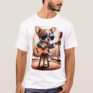 Cool Chihuahua Gitarre spielen T-Shirt