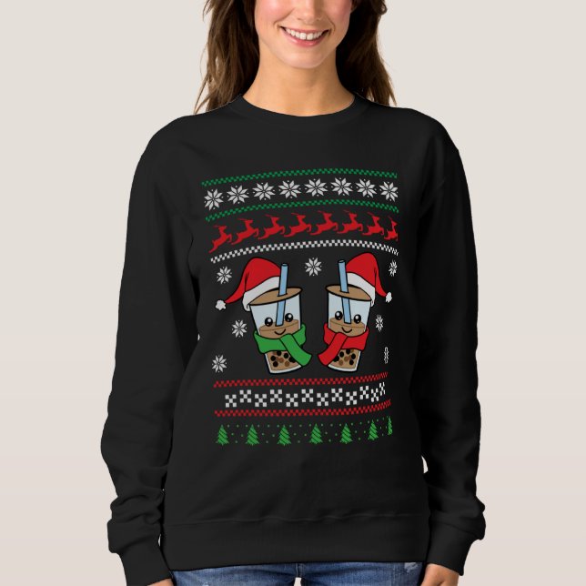 Cool Christmas Winter Holiday  Bubble Boba Tea Ugl Sweatshirt (Vorderseite)