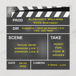 Cool Clapper Board 55. Geburtstag Einladung