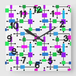 Cool Color Grid Quadratische Wanduhr
