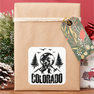 Cool Colorado Day Bigfoot Vintages Wandern Quadratischer Aufkleber