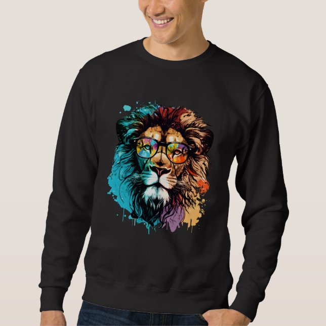 Cool Colorful Lion Animal Lion Sweatshirt (Vorderseite)