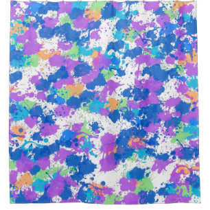 Cool Colors Abstract Splatter Paint Duschvorhang