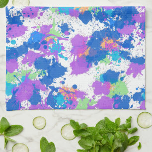 Cool Colors Abstract Splatter Paint Geschirrtuch