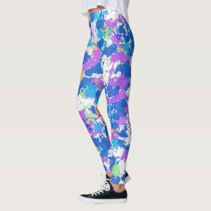 Cool Colors Abstract Splatter Paint Leggings
